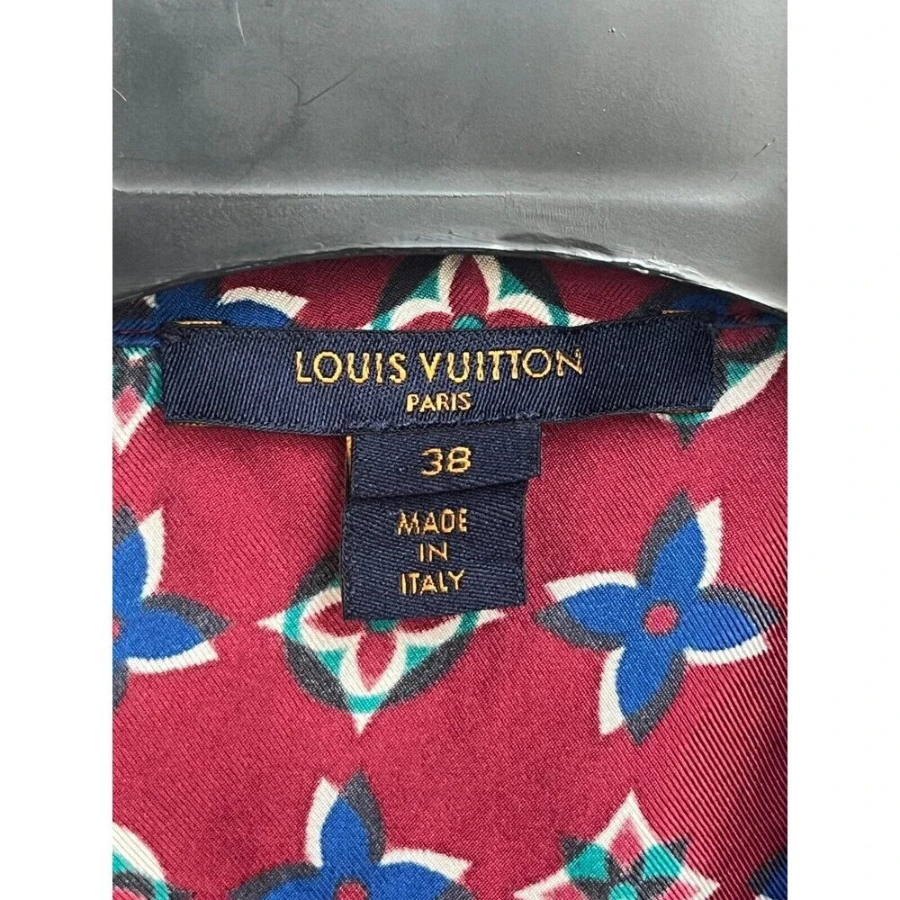 Louis Vuitton Silk Pajama Top Size Italian 38 US 6 Burgundy Luxury‎ Old Money